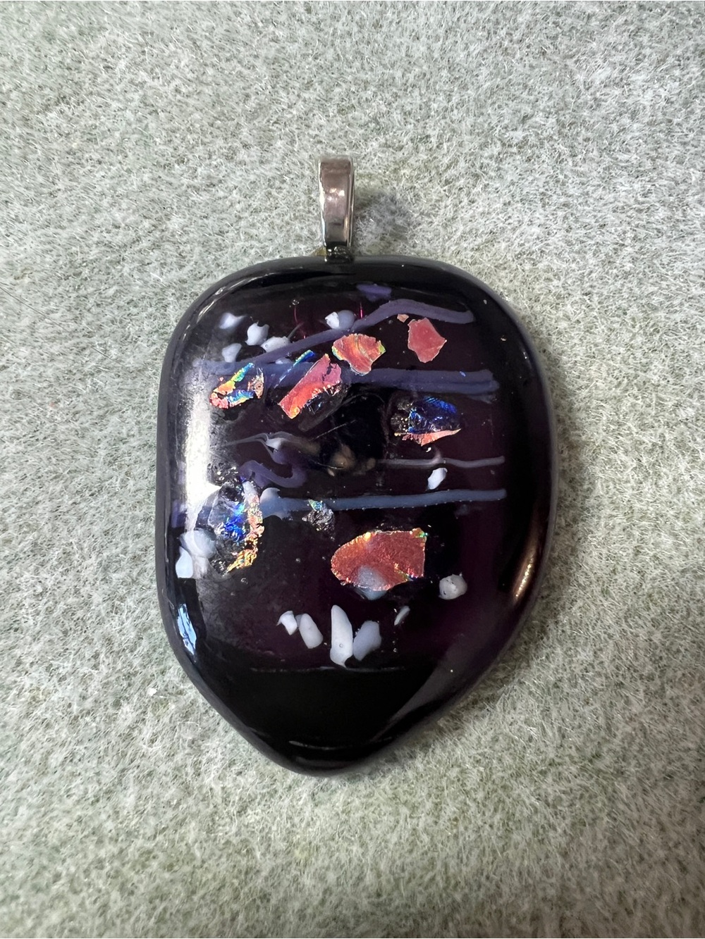 Dark Purple Iridescent Glass Pendant - Fashion Accessory